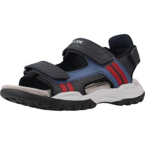 Sandały juniorskie Geox Borealis. Niebieskie buty trekkingowe Geox, bez wzorów, bez obcasa, bez zapięcia. Za 189,99 zł.