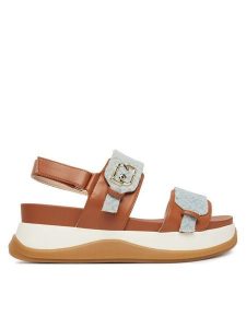 Liu Jo Sandały Fiona 02 BA6087 EX350 Błękitny. Niebieskie sandały Liu Jo, bez wzorów, ze skóry, bez obcasa, na płaskiej podeszwie, bez zapięcia. Za 599,99 zł.