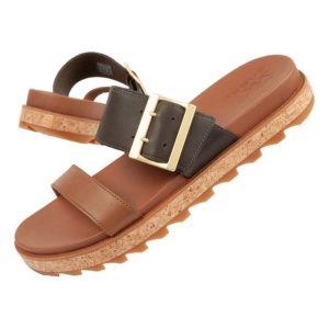 Klapki Sorel Roaming Slide NL4177-242 brązowe. Brązowe klapki bez wzorów, z gumy, bez obcasa. Za 212,19 zł.