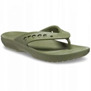 Japonki Dla Dorosłych Crocs Baya II Flip. Zielone klapki Crocs, bez wzorów, z materiału, bez obcasa. Za 99,99 zł.