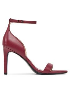 Calvin Klein Sandały Heel Sandal 90 - Lth HW0HW02337 Bordowy. Czerwone sandały Calvin Klein, bez wzorów, ze skóry, bez obcasa, na szpilce, bez zapięcia. Za 349,99 zł.