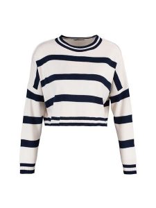 Trendyol Sweter w kolorze biało-granatowym rozmiar: S. Białe swetry oversize Trendyol, s, bez wzorów, bez ramiączek. Za 61,46 zł.