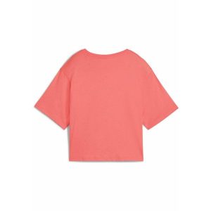 Damska luźna koszulka z logo NO.1 ESS Cropped PUMA Peach Frost Red. Czerwone bluzki Puma, l, bez wzorów, z jeansu, sportowe, bez kołnierzyka, bez ramiączek. W wyprzedaży za 64,00 zł.