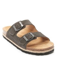 Mandel Skórzane klapki w kolorze antracytowym rozmiar: 40. Czarne klapki Mandel, bez wzorów, ze skóry, z otwartym noskiem, bez obcasa. Za 152,99 zł.