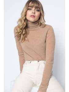 Perfect Cashmere Kaszmirowy golf "Ashley" w kolorze beżowym rozmiar: M. Brązowe golfy Perfect Cashmere, bez wzorów, z kaszmiru. Za 273,59 zł.