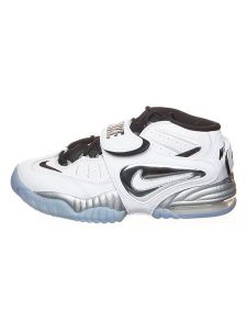 Nike Skórzane sneakersy "Air Adjust Force" w kolorze srebrno-biało-czarnym rozmiar: 41. Białe trampki Nike, bez wzorów, za kostkę, bez zapięcia. Za 368,96 zł.