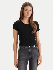 Guess T-Shirt W6GP11 K2933 Czarny Regular Fit. Czarne t-shirty Guess, s, z aplikacjami, z bawełny, bez kołnierzyka, bez ramiączek. Za 189,99 zł.