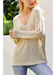 LA Angels Sweter w kolorze kremowym rozmiar: M. Brązowe długie swetry LA Angels, m, bez kołnierzyka. Za 131,43 zł.