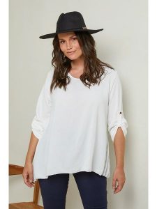 Curvy Lady Bluzka w kolorze białym rozmiar: 40/42. Białe bluzki Curvy Lady, bez wzorów, klasyczne, bez kołnierzyka, bez ramiączek. Za 79,03 zł.