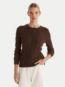 Tommy Hilfiger Sweter WW0WW43586 Brązowy Regular Fit. Brązowe swetry klasyczne TOMMY HILFIGER, xxl, z wełny, bez kołnierzyka. Za 489,99 zł.