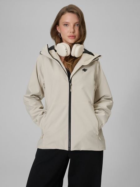 4F Kurtka przejściowa membrana 5000 damska - beżowa S. Brązowe kurtki 4f, s, bez wzorów, bez kaptura. Za 299,99 zł.