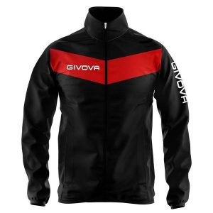 Kurtka piłkarska dla dorosłych Givova Rain Scudo czarno-czerwona. Czarne kurtki Givova, xl, bez wzorów, z syntetyku, bez kaptura. Za 64,99 zł.