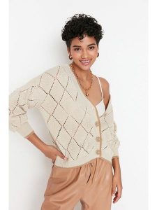 Trendyol Kardigan w kolorze beżowym rozmiar: S. Brązowe kardigany Trendyol. Za 71,95 zł.