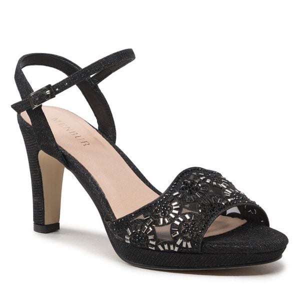 Sandały Menbur. Czarne sandały Menbur, bez wzorów, bez obcasa, na słupku, bez zapięcia. Za 389,99 zł.