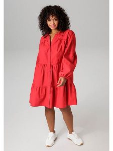 Aniston Sukienka w kolorze czerwonym rozmiar: 52. Czerwone sukienki Aniston, bez wzorów, z bawełny, bez kołnierzyka, bez ramiączek, mini. Za 95,99 zł.