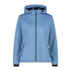 Kurtka damska turystyczna CMP 34A3096. Niebieskie kurtki CMP, xs, bez wzorów, z softshellu, bez kaptura. Za 382,50 zł.