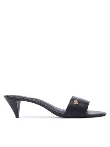Tommy Hilfiger Klapki Th Mid Mule FW0FW09508 Czarny. Czarne klapki TOMMY HILFIGER, bez wzorów, ze skóry, bez obcasa. Za 489,99 zł.