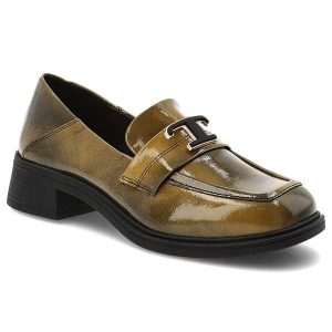 Zielone Półbuty Armodo Eleganckie Obuwie Damskie. Zielone półbuty Armodo, bez wzorów, ze skóry, bez obcasa, na obcasie, bez zapięcia. Za 314,99 zł.