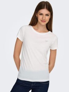 JDY Koszulka w kolorze białym rozmiar: XS. Białe bluzki JDY, xs, bez wzorów, z bawełny, bez kołnierzyka, bez ramiączek. Za 39,58 zł.