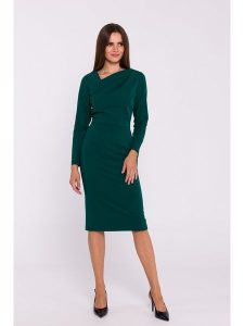 Stylove Sukienka w kolorze ciemnozielonym rozmiar: XXL. Zielone sukienki Stylove, na co dzień, xxl, bez wzorów, bez kołnierzyka, bez ramiączek, maxi, proste. Za 202,03 zł.