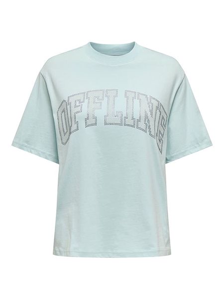 ONLY Koszulka w kolorze błękitnym rozmiar: M. Niebieskie bluzki ONLY, m, bez wzorów, z bawełny, bez kołnierzyka, bez ramiączek. Za 52,67 zł.