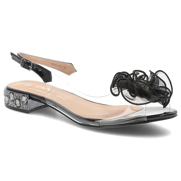 Czarne Sandały Żelki S.Barski Piękne Obuwie Damskie. Czarne sandały S.BARSKI, bez wzorów, z tiulu, bez obcasa, na obcasie, bez zapięcia. Za 199,00 zł.