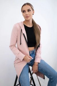 Bluza sukienkowa z kapturem ciemny pudrowy róż. Czerwone bluzy KESI, l, bez wzorów, z bawełny, z kapturem. Za 234,40 zł.