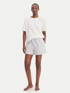Tommy Hilfiger Piżama UW0UW06306 Biały Regular Fit. Białe piżamy TOMMY HILFIGER, bez wzorów, z bawełny, bez ramiączek. Za 259,99 zł.