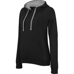 Bluza damska z kapturem Kariban Contrastée. Czarne bluzy KARIBAN, bez wzorów, z kapturem. Za 195,50 zł.