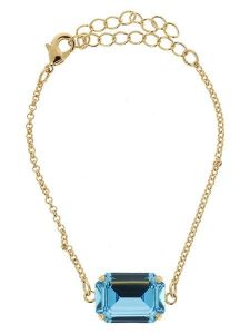 Otazu Pozłacana bransoletka z kryształem Swarovski rozmiar: onesize. Niebieskie bransoletki Otazu, z kryształem, pozłacane. Za 126,99 zł.