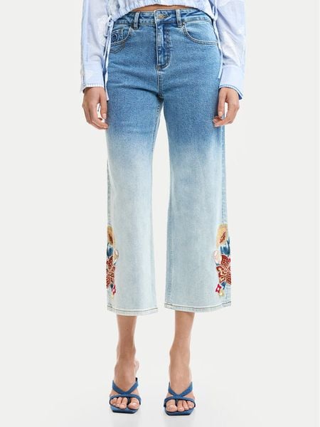 Desigual Jeansy Coco 26SWDD20 Niebieski Straight Fit. Niebieskie jeansy Desigual, bez wzorów, z bawełny. Za 312,99 zł.
