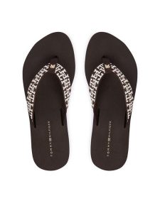 Tommy Hilfiger Japonki Mono Wedge Summer Sandal FW0FW09696 Brązowy. Brązowe klapki TOMMY HILFIGER, bez wzorów, z materiału, bez obcasa. Za 189,99 zł.