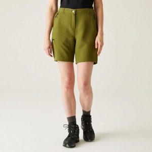 Spodenki turystyczne damskie Chaska. Zielone szorty Regatta, bez wzorów, sportowe. W wyprzedaży za 184,00 zł.