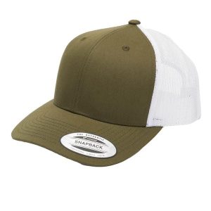 Dwukolorowa Czapka Trucker Retro. Białe czapki FLEXFIT, bez wzorów, z bawełny, retro. Za 54,99 zł.