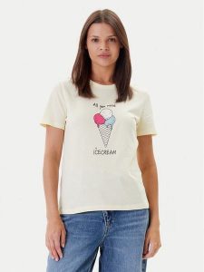 ONLY T-Shirt Fun Life 15349901 Żółty Regular Fit. Żółte t-shirty ONLY, s, bez wzorów, z bawełny, bez kołnierzyka, bez ramiączek. Za 39,99 zł.