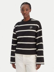 Tommy Hilfiger Sweter WW0WW48431 Czarny Regular Fit. Czarne swetry klasyczne TOMMY HILFIGER, l, z bawełny, bez kołnierzyka. Za 489,99 zł.