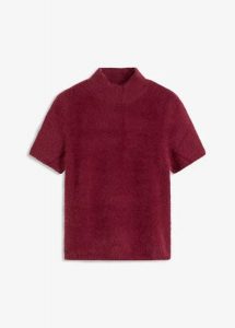 Sweter z puszystej przędzy. Czerwone swetry klasyczne bonprix, bez kołnierzyka. Za 102,99 zł.