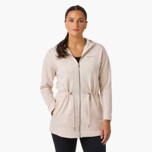 Bluza treningowa damska Swedemount Move Soft Hood Jacket szybkoschnąca. Brązowe bluzy SWEDEMOUNT, bez wzorów, z tkaniny, bez kaptura. Za 199,99 zł.