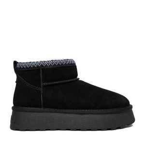 Śniegowce Badura. Czarne buty zimowe Badura, bez obcasa, bez zapięcia. Za 259,99 zł.
