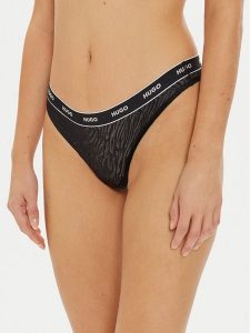 Hugo Stringi 50523843 Czarny. Czarne stringi Hugo, bez wzorów, z syntetyku. Za 49,99 zł.