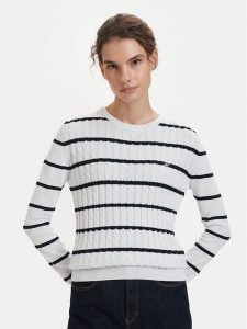 Beverly Hills Polo Club Sweter P-SS26W-M6565 Biały Regular Fit. Białe swetry klasyczne Beverly Hills Polo Club, l, z bawełny, bez kołnierzyka. Za 279,99 zł.