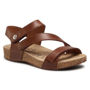 Sandały Josef Seibel. Brązowe sandały Josef Seibel, bez wzorów, bez obcasa, na płaskiej podeszwie, bez zapięcia. Za 359,99 zł.