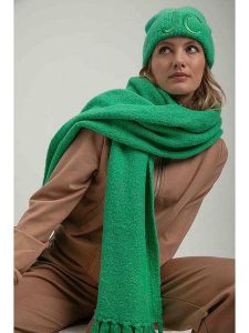 Josephine & Co Czapka w kolorze zielonym rozmiar: onesize. Zielone czapki Josephine & Co, bez wzorów, z wełny. Za 148,61 zł.