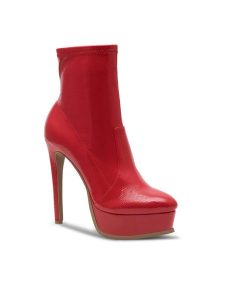 Nine West Botki SIDRA SJ1450-1 Czerwony. Czerwone botki Nine West, bez wzorów, z syntetyku, bez obcasa, na szpilce, bez zapięcia. Za 299,99 zł.