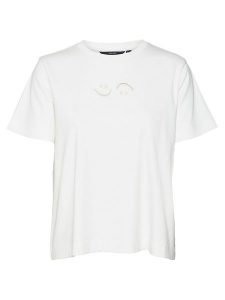 Vero Moda Koszulka w kolorze białym rozmiar: M. Białe bluzki Vero Moda, m, bez wzorów, z bawełny, bez kołnierzyka, bez ramiączek. Za 79,03 zł.