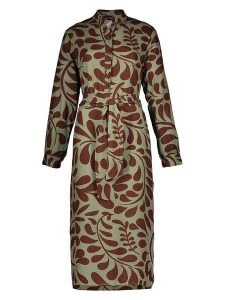 Miss goodlife Sukienka "Ornaments" w kolorze oliwkowo-ciemnobrązowym rozmiar: M. Brązowe sukienki miss goodlife, na co dzień, m, bez wzorów, z tkaniny, bez kołnierzyka, bez ramiączek, midi, proste. Za 222,41 zł.