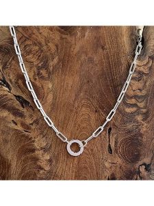 Eclat d'Argent Srebrny naszyjnik z elementem ozdobnym - dł. 45 cm rozmiar: onesize. Szare naszyjniki Eclat d'Argent, srebrne. Za 426,06 zł.