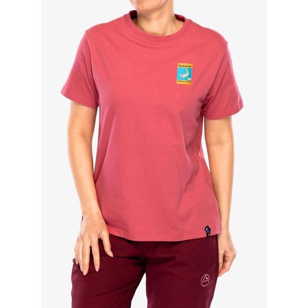 Koszulka bawełniana damska La Sportiva Moon Climb T-Shirt. Czerwone koszulki sportowe La Sportiva, bez wzorów, z bawełny, bez kołnierzyka, bez ramiączek. Za 146,99 zł.