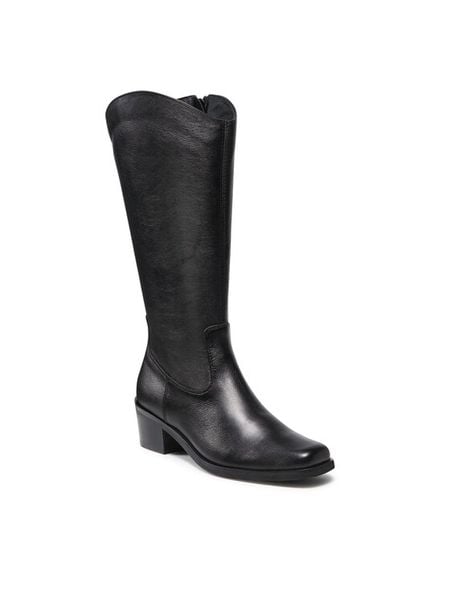 Lasocki Kozaki EVITA-02 Czarny. Czarne kozaki Lasocki, bez wzorów, ze skóry, bez obcasa, na słupku, bez zapięcia. Za 343,99 zł.