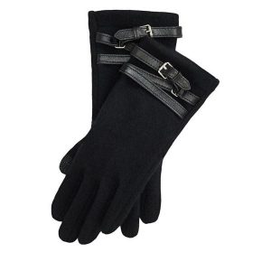 Rękawiczki LAUREN RALPH LAUREN. Czarne rękawiczki Lauren Ralph Lauren, bez wzorów, z dzianiny. Za 594,99 zł.